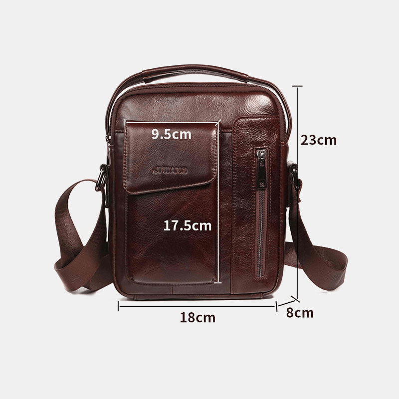 Men Vintage Genuine Leather Crossbody Bag Shoulder Bag Business Bag - MRSLM