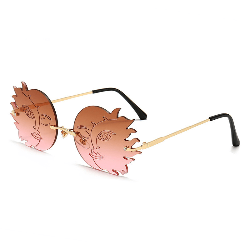 Funny Polygonal Moon Smiley Lady Sunglasses - MRSLM