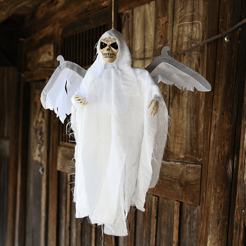 New Halloween Party Decoration Sound Control Creepy Scary Animated Skeleton Hanging Ghost - MRSLM