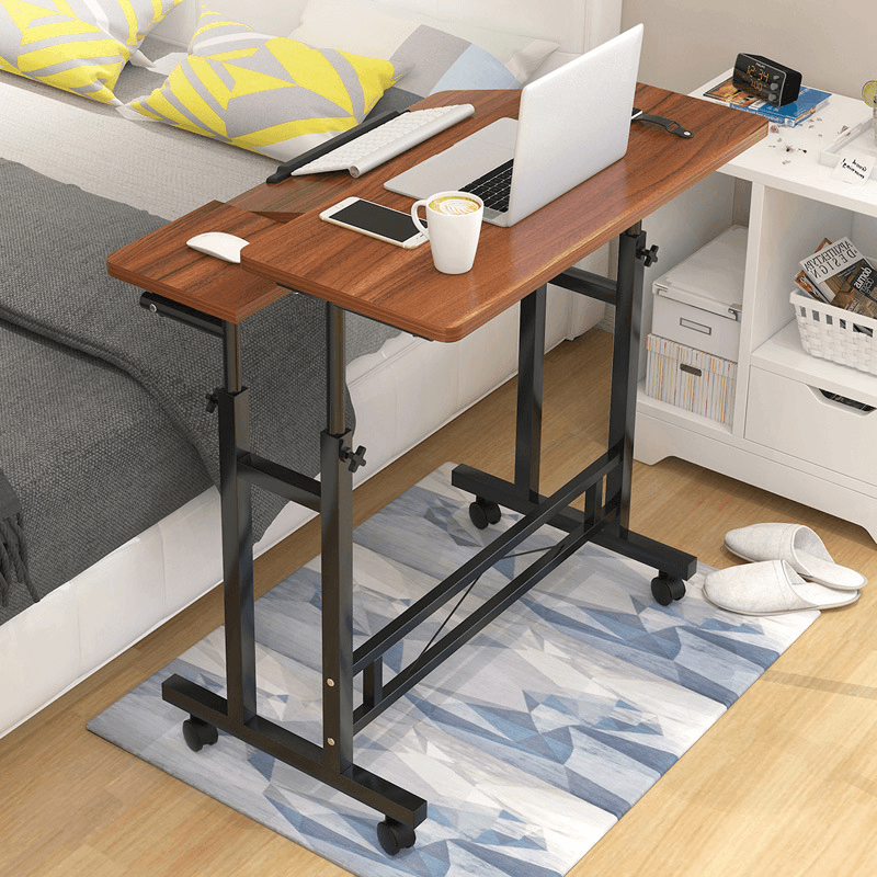 Lifting Laptop Table Adjustable Height Desk Standing Computer Table with Wheel Mobile Bedside Table for Home Office - MRSLM