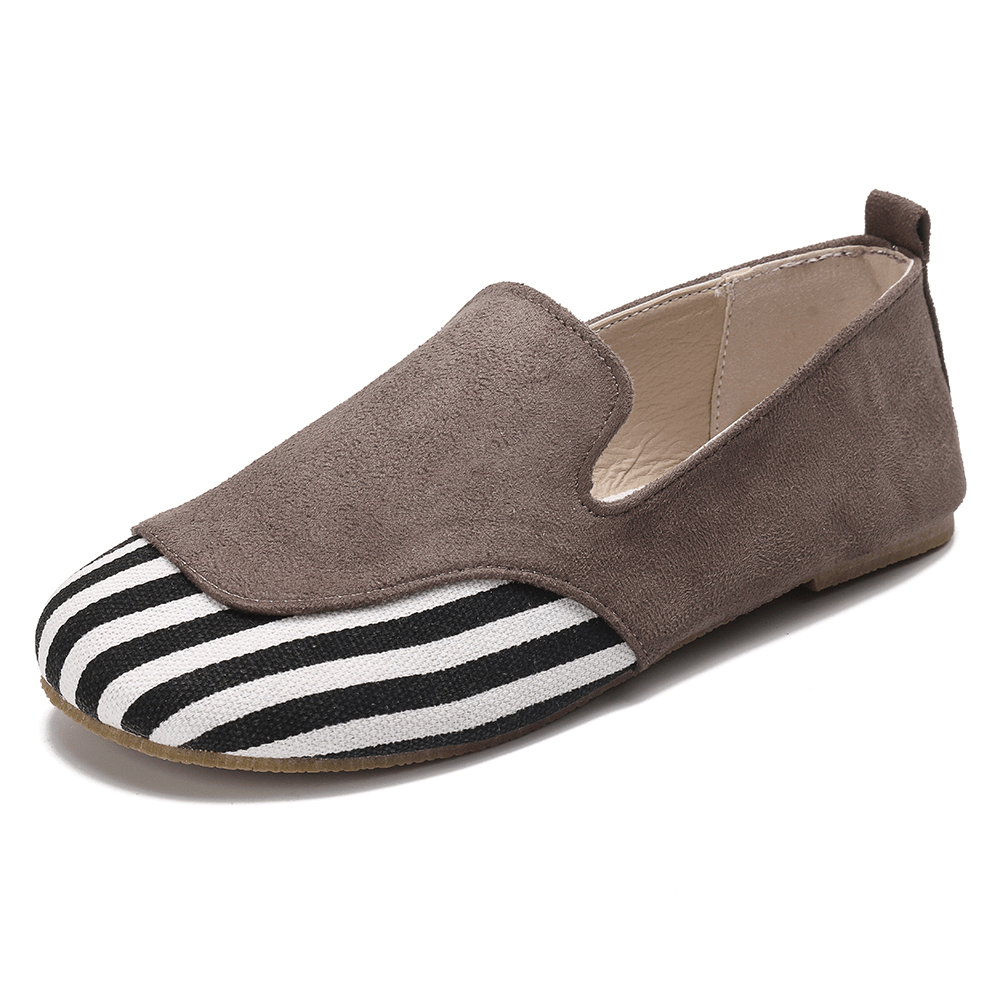 Women Casual Suede Stitching Slip on Flats - MRSLM