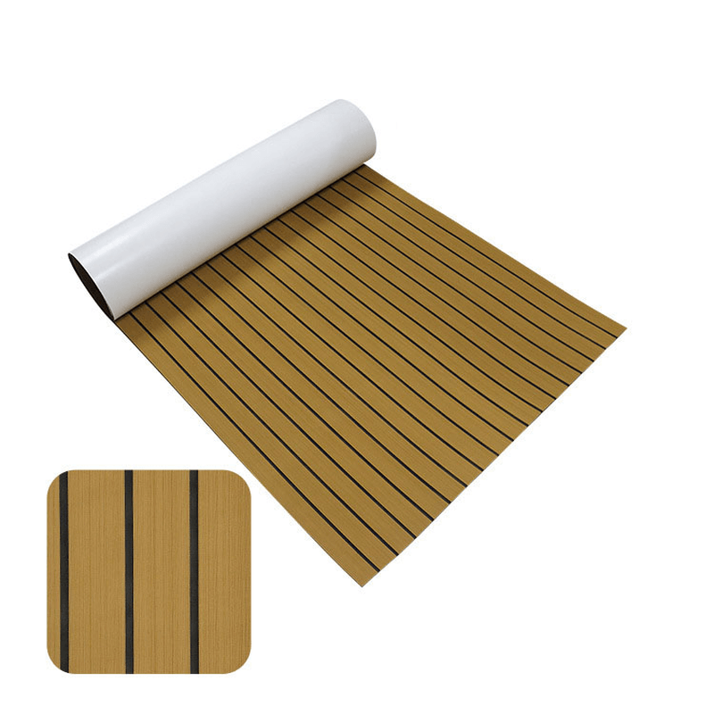 240X60X0.5Cm EVA Boat Flooring Pad Faux Teak Decking Sheet Non-Slip Self-Adhesive Kayaks Mat Outdoor Boating - MRSLM