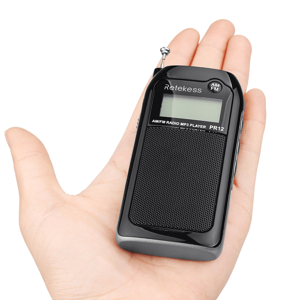 Retekess PR12 AM FM Radio Digital Tuning Radio Receiver MP3 Music Player with Rechargeable Battery - MRSLM