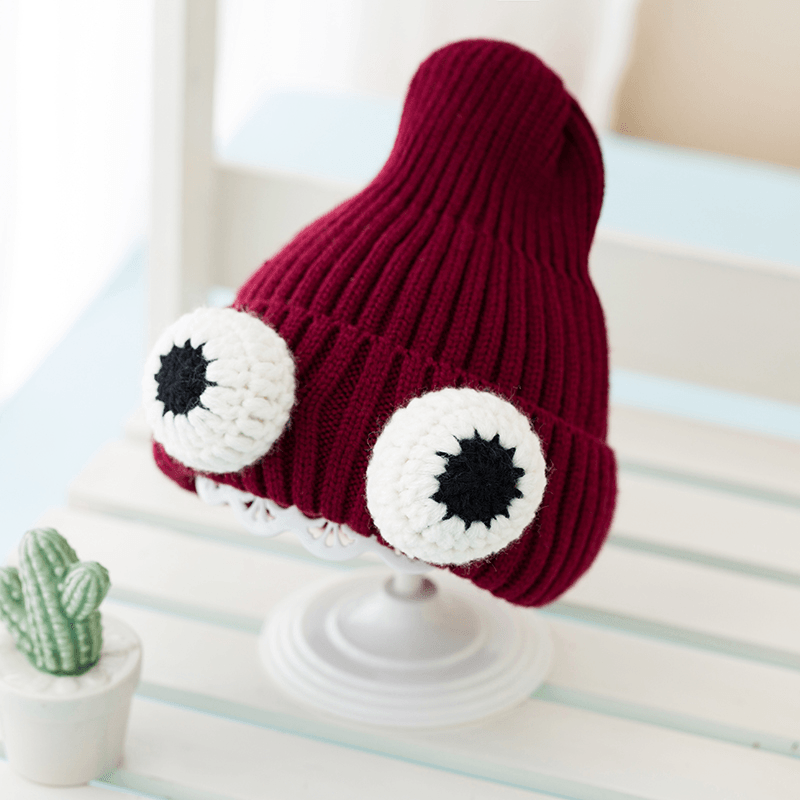 Autumn and Winter Baby Hats Korean Version of Big Eyes Girls Knitted Hats Boys Ear Protection Warm Hats Children'S Woolen Hats - MRSLM