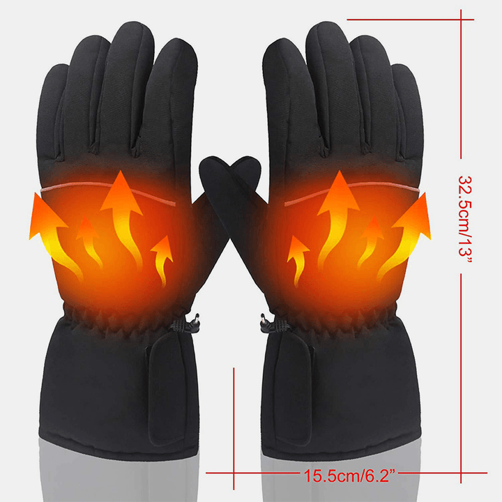 Unisex Touchscreen Battery Heated Windproof Warm Full-Finger Heating Gloves - MRSLM