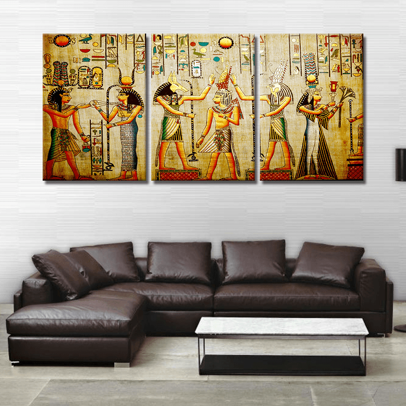 Miico Hand Painted Three Combination Decorative Paintings Cleopatra Portrait Wall Art for Home Decoration - MRSLM