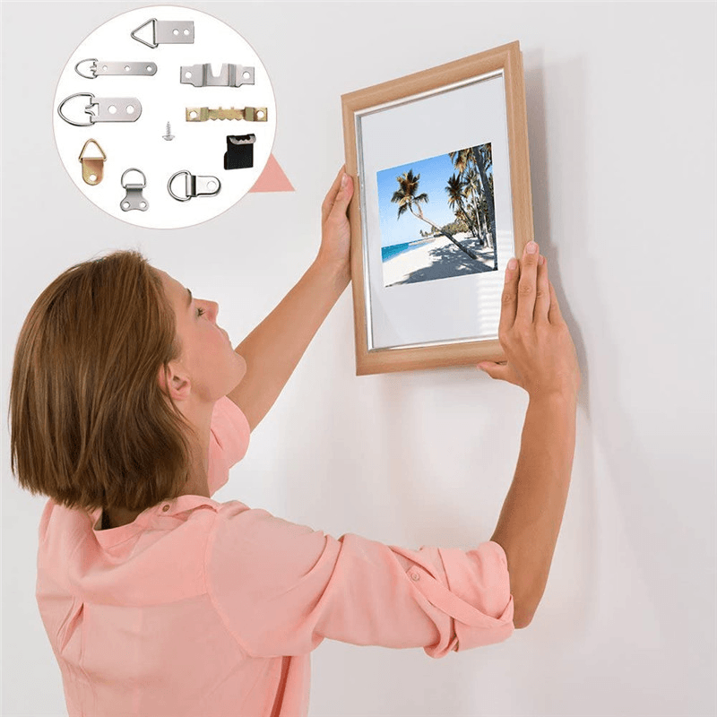 96Pcs Photo Frame Hanging Hooks Kit 9 Models Picture Hanger Hooks with Screws for Office Family Photo Picture Painting Hanging - MRSLM