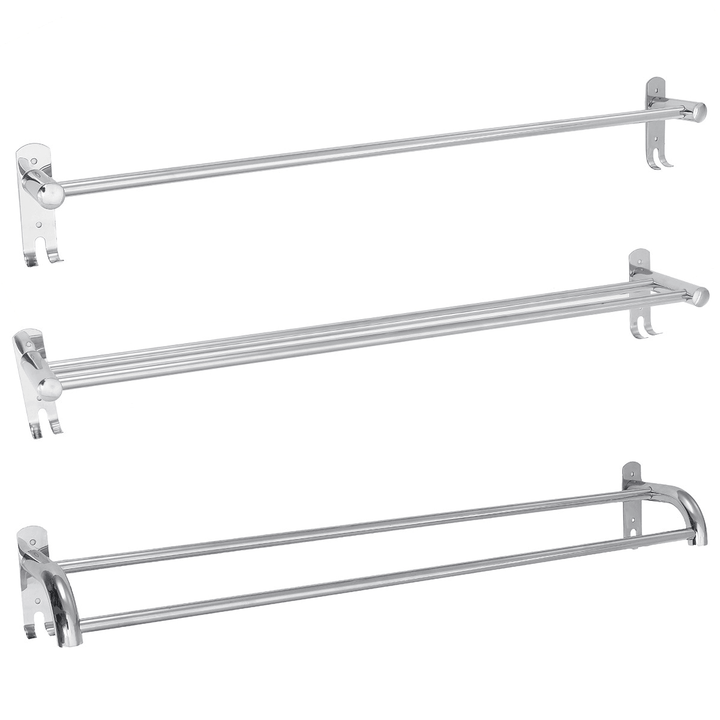 80Cm Stainless Steel Single Double Shelf Wall Mounted Bath Towel Rail Rack for Bathroom Storage Shelf Towel Racks - MRSLM