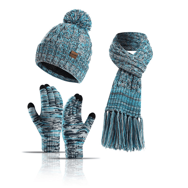 Three-Piece Hat Thick Scarf Touch Screen Gloves - MRSLM