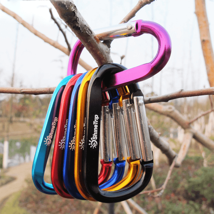 10Pcs Aluminum Buckles Outdoor Camping Multi-Function Hooks Key Chain Carabiner Tools - MRSLM