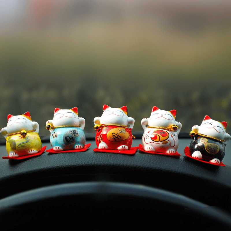 Small Lucky Cat Ceramic Car Interior Handicraft Ornaments - MRSLM