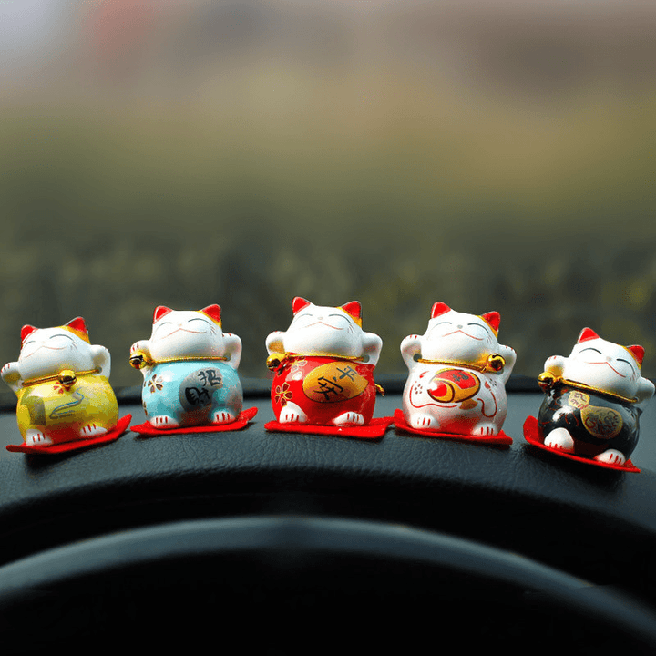 Small Lucky Cat Ceramic Car Interior Handicraft Ornaments - MRSLM