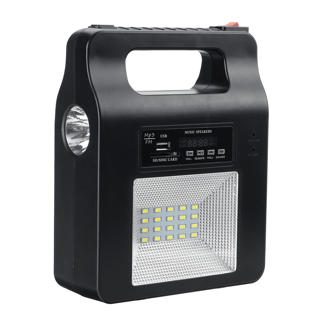 Solar Power Radio Panel Generator LED Light USB Charger System FM Outdoor Garden Decorative Night Light - MRSLM