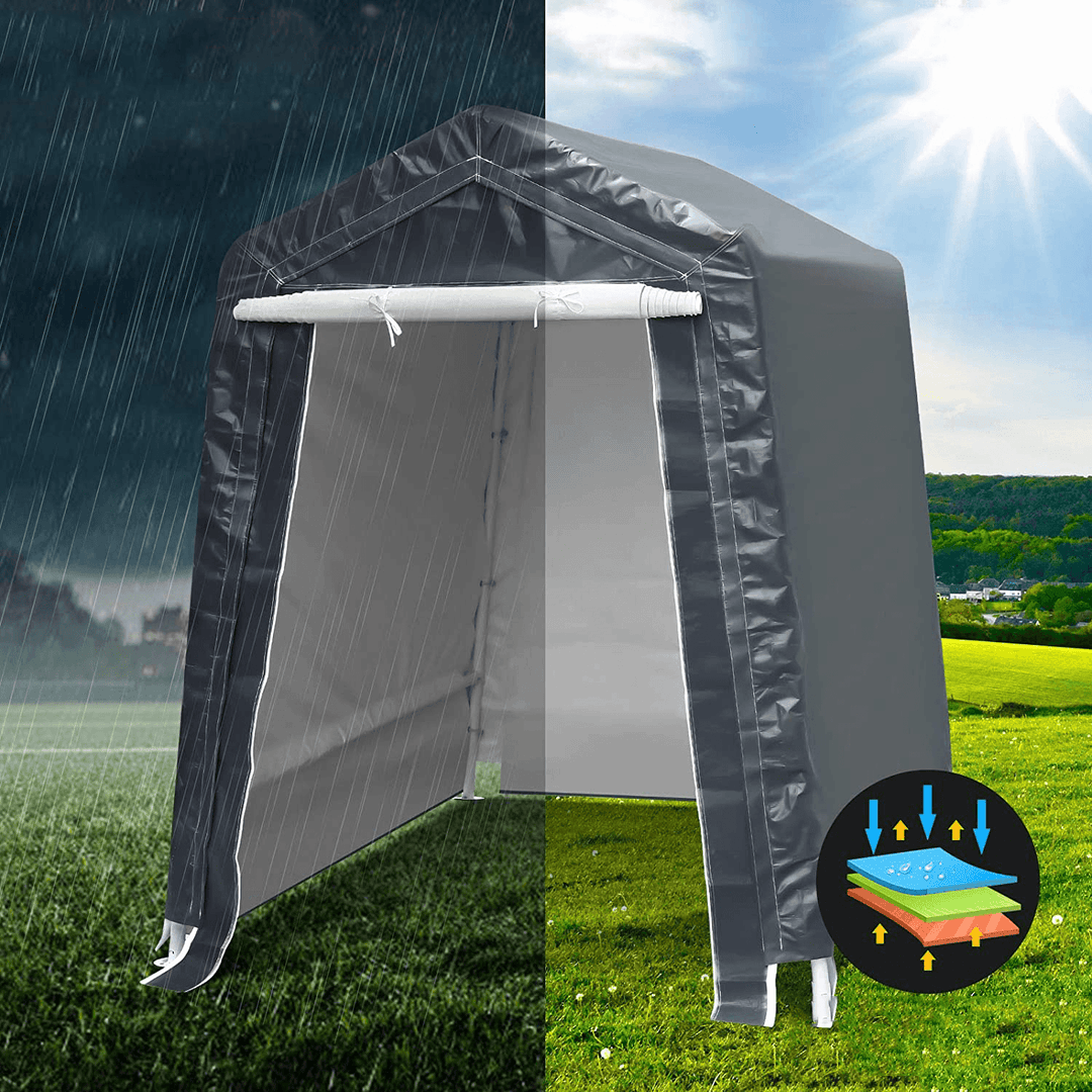 12X7.4 Ft Motorcycle Carport Portable UV Water Proof Cover Storage Sheds Camping Tent Canopy Shelter Garden Patio - MRSLM