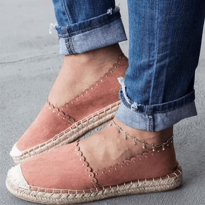 Women Casual Comfy Breathable Espadrille Flat Slip on Flats - MRSLM