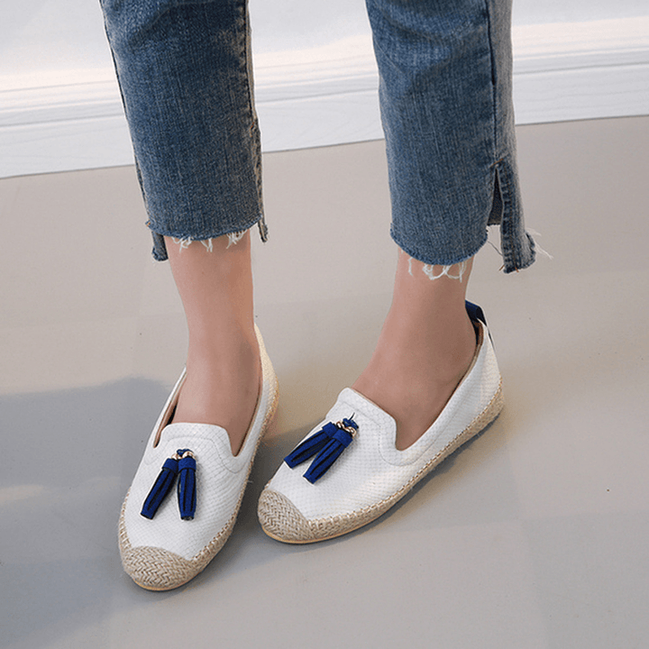 Tassel round Toe Slip on Flat Loafers for Women - MRSLM