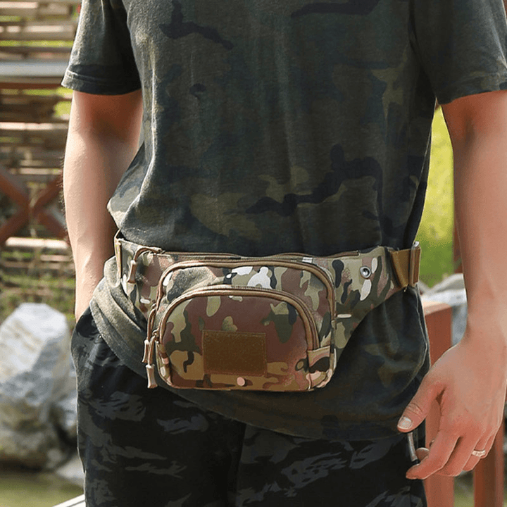 Men Nylon Multi-Carry Multi-Pocket Outdoor Tactical Camouflage Riding Waist Bag Shoulder Bag Chest Bag - MRSLM