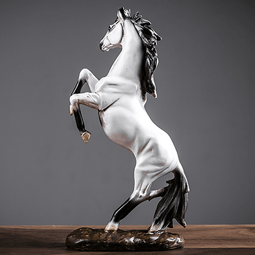 Resin Horse Statue Ornament Figurine Chic Home Hotel Feng Shui Horse Decorations - MRSLM