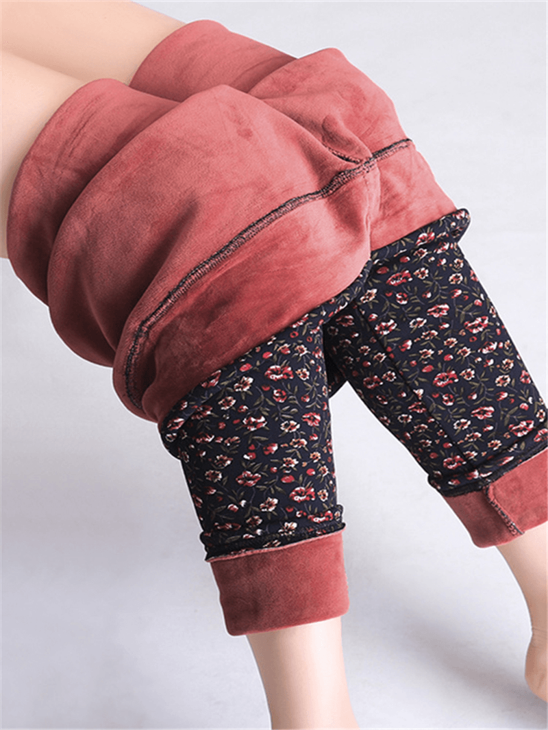 Floral Printed Slim Stretch Thicken Leggings - MRSLM