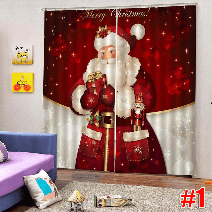 2PCS 3D Print Window Curtain Drapery Door Screen Panel for Christmas Decoration - MRSLM