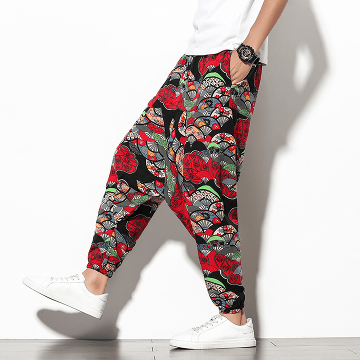 Summer Bohemian Loose Wide-Leg Elephant Flower Beach Trousers - MRSLM