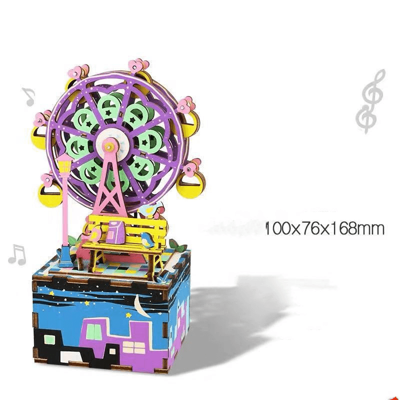 Ruodang Music Box 3D Wooden Puzzle Diy Enlightening Boys and Girls 3D Puzzle Gift Wholesale Customization - MRSLM