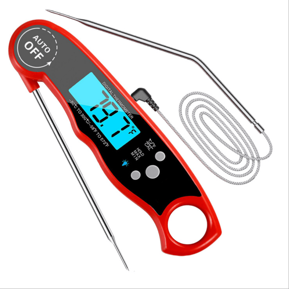 Instant Read Meat Thermometer Digital Grilling Dual Probe Thermometer with Back Light and Alarm Function for Outdoor BBQ Cooking - MRSLM