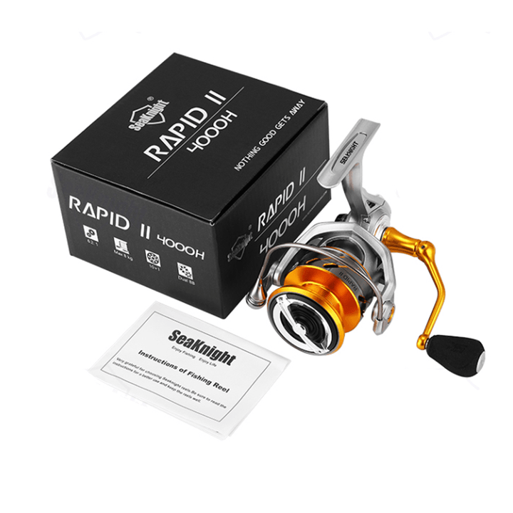 Seaknight Fishing Reel RAPID II 2000-6000 6.2:1/4.7:1 10+1Ball Bearings 10KG 33Lbs Max Power Anti-Corrosion Fishing Reel Saltwater Fishing Tackle - MRSLM