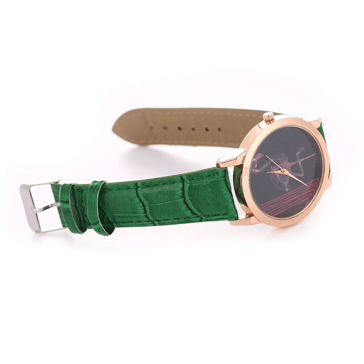 Red-Crowned Crane Pattern Colorful Leather Strap Fashion Men Quartz Watch - MRSLM