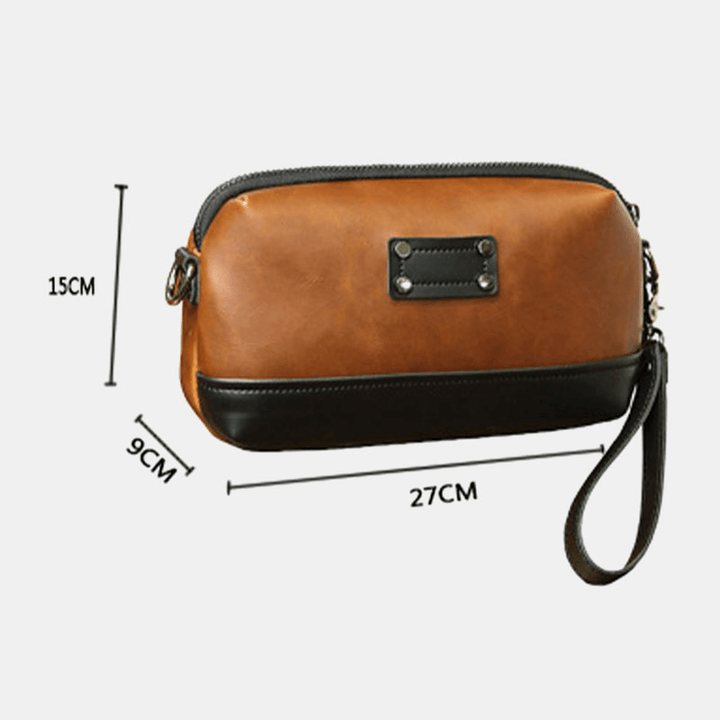 Men PU Leather Solid Color Anti-Theft Casual Phone Bag Crossbody Bag Shoulder Bag - MRSLM