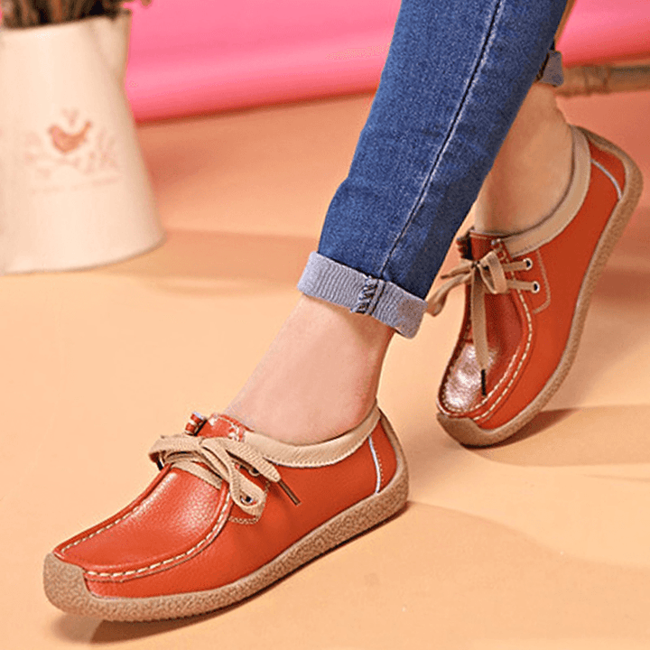 Breathable Walking Leather Flat Shoe - MRSLM