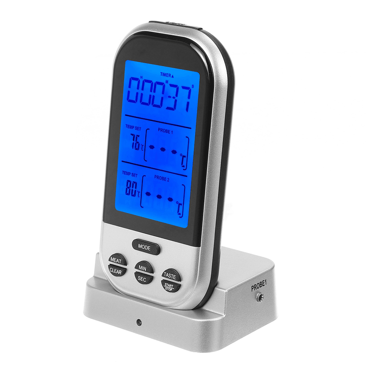 LCD Digital Kitchen BBQ Thermometer Dual Probe Detection Cooking Barbecue Grill Meat Detector - MRSLM