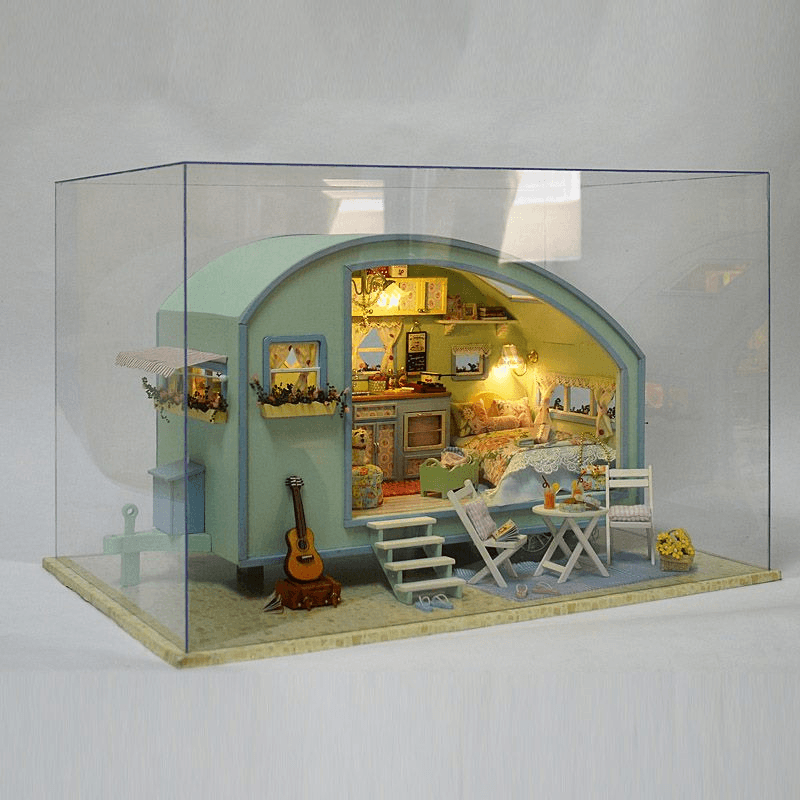 Cuteroom A-016 Time Travel DIY Wooden Dollhouse Miniature Kit Doll House LED Music Voice Control - MRSLM