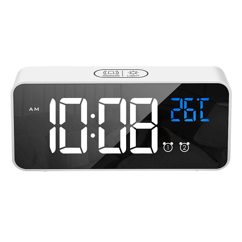 LED Music Alarm Clock Digital Snooze Function Temperature Display Table Home Mirror Decoration Clock - MRSLM