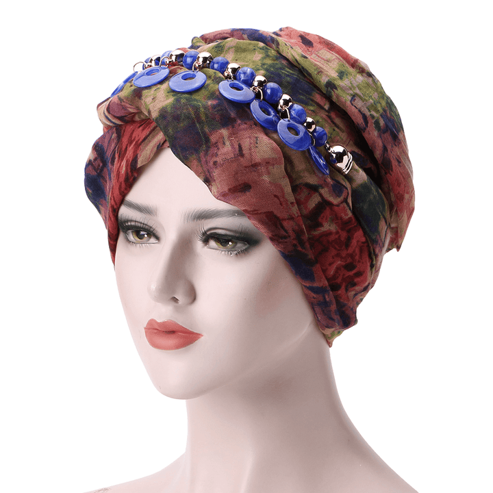 Women Bali Yarn Necklace Scarf Ethnic Tie Turban Cap Arab Wrap Scarf - MRSLM