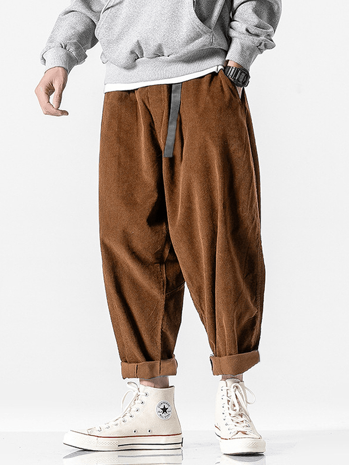 Mens Side Pocket Elastic Waist Loose Cargo Pants - MRSLM