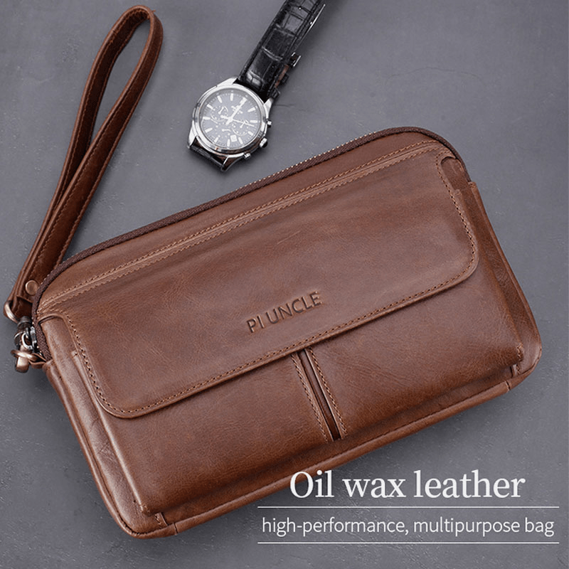 Men Vintage Genuine Leather Large Capacity Crossbody Bag - MRSLM