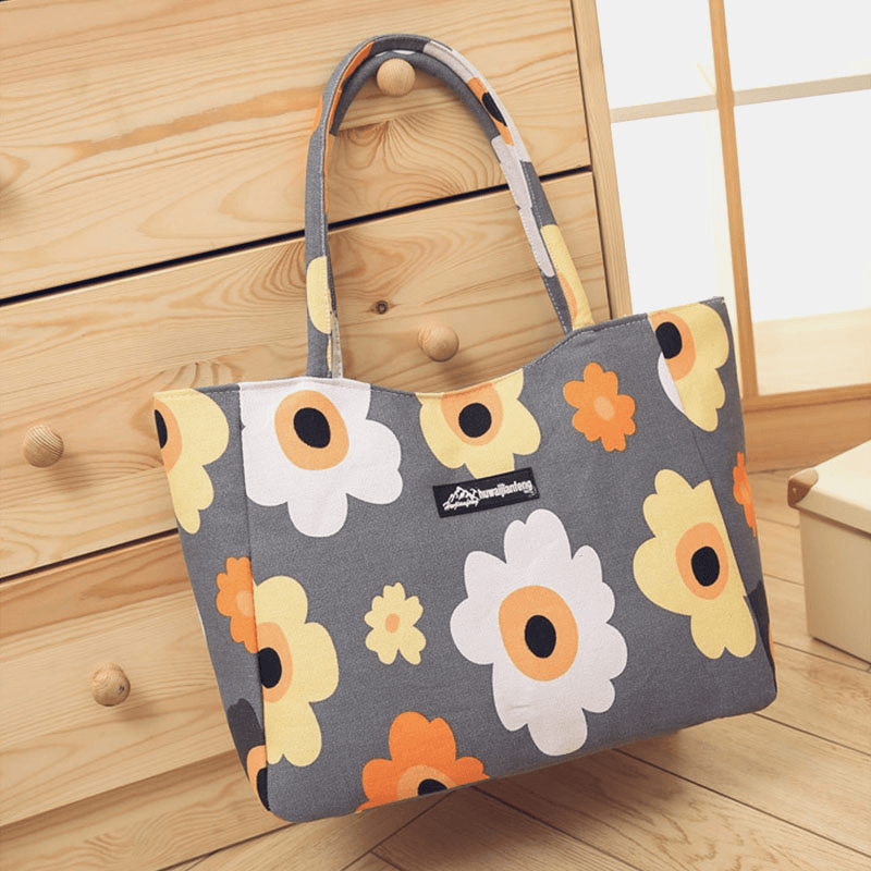 Women Large Capacity Waterproof Flower Stripe Handbag Tote - MRSLM