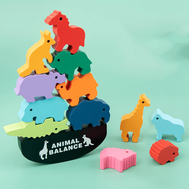 Animal Balance Building Blocks Game Stacking High Balance Boat Children'S Hand-Eye Coordination - MRSLM