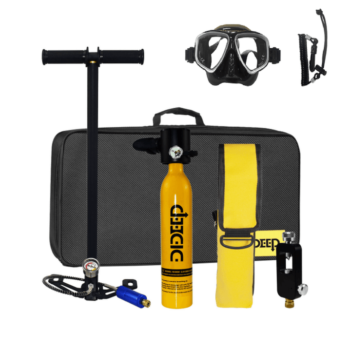 DIDEEP 7 in 1 Equipment Set 0.5L Oxygen Cylinder (With Respirator) Safety Rope Oxygen Tank Storage Bag Adapter Air Pump Handbag Goggles - MRSLM