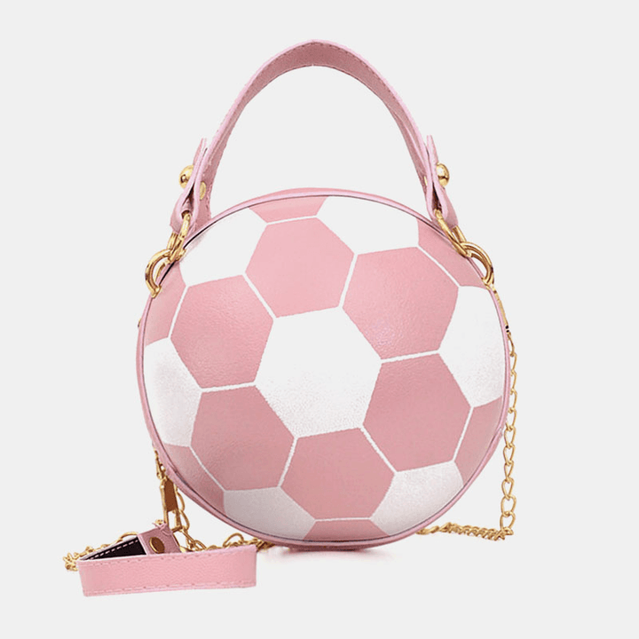 Women Unique Design Basketball Football Look Mini round Bag Hangbag Fashion Adjustable Shoulder Bag Cross Body Bag - MRSLM