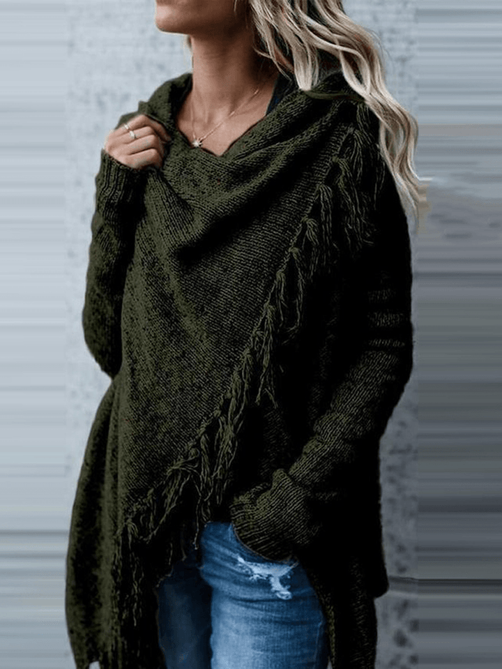 Women Winter Warm Long Sleeve Tassel Sweater Coats Outwears - MRSLM