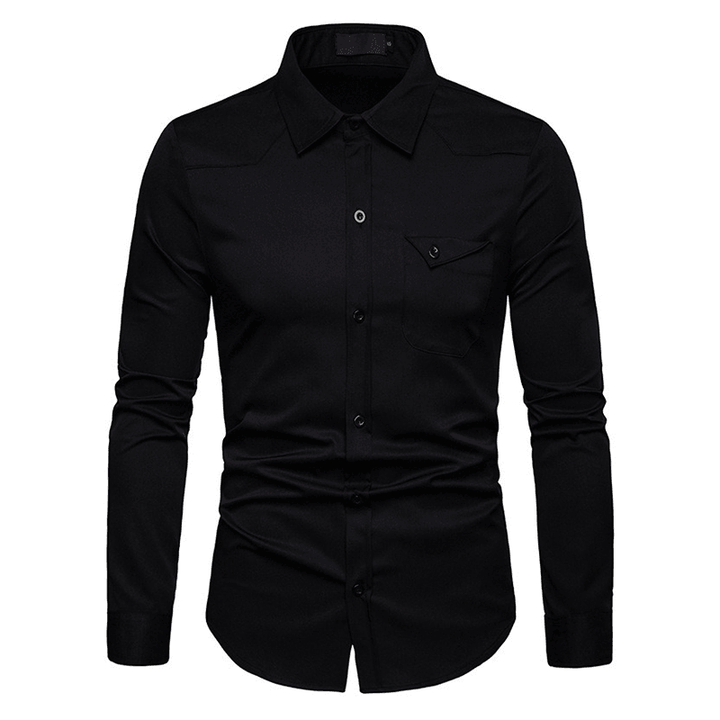 Men Solid Color Turn-Down Collar Shirts - MRSLM