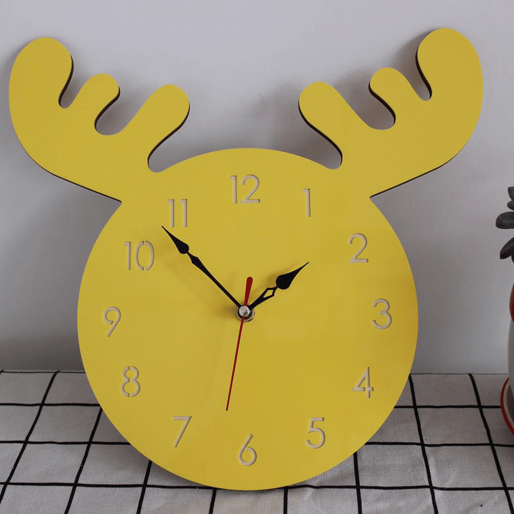 Wapiti Head Creative Wall Clock Living Room Home Cartoon Children'S Clock - MRSLM