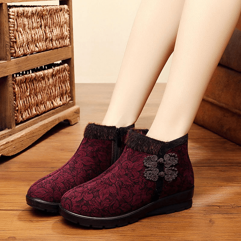 Winter Women Cotton Boots High Top Zipper Keep Warm Ankle Boots - MRSLM