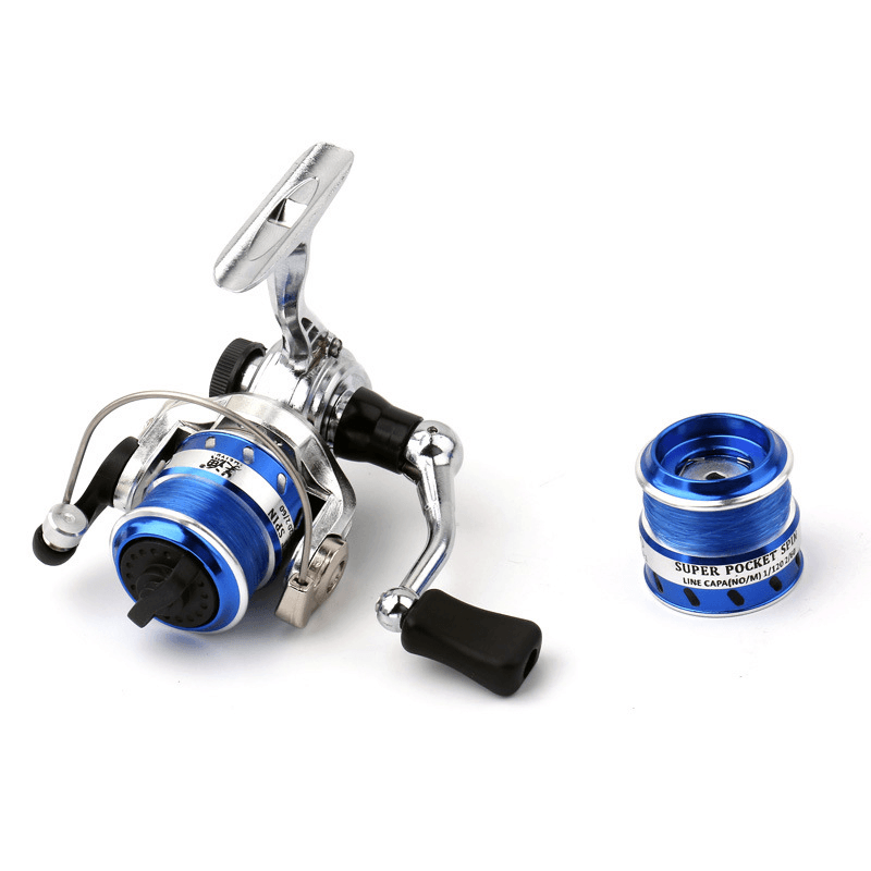 Mini Metal Fishing Reel 2+1BB 4.3:1 Spinning Wheel Left Right Exchange Fishing Tackle with 50M Fishing Line - MRSLM