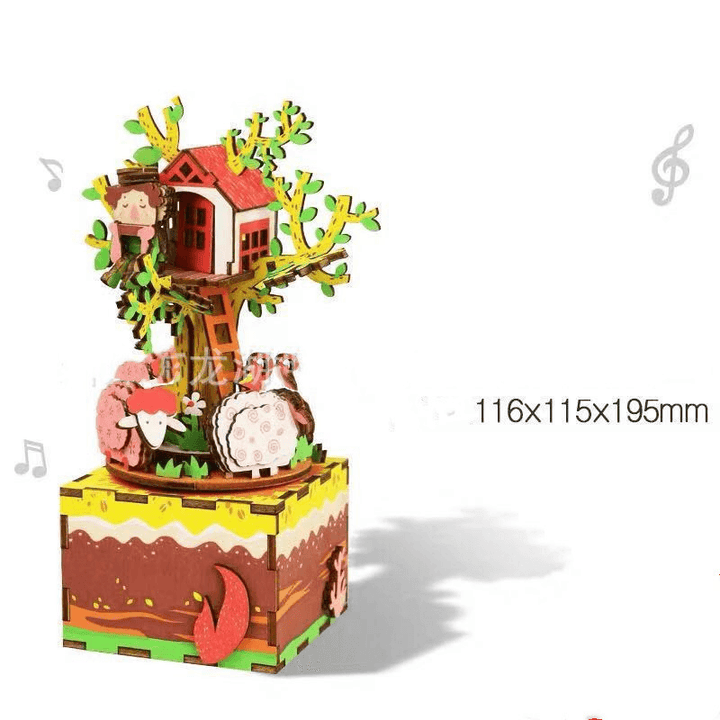 Ruodang Music Box 3D Wooden Puzzle Diy Enlightening Boys and Girls 3D Puzzle Gift Wholesale Customization - MRSLM