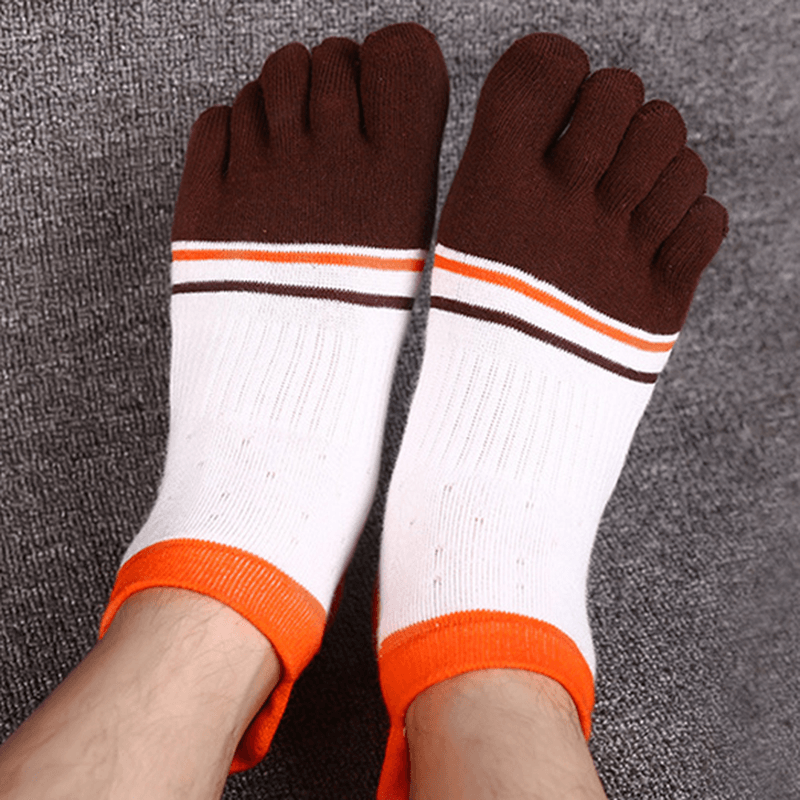 Mens Fashion Five Toes Cotton Socks Spell Color Casual Comfortable Socks - MRSLM