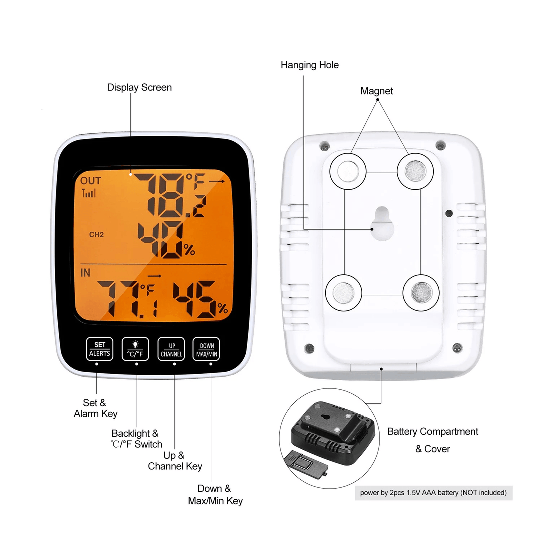 Digital Temperature & Humidity Meter Thermo-Hygrometer °C/°F Thermometer Hygrometer - MRSLM