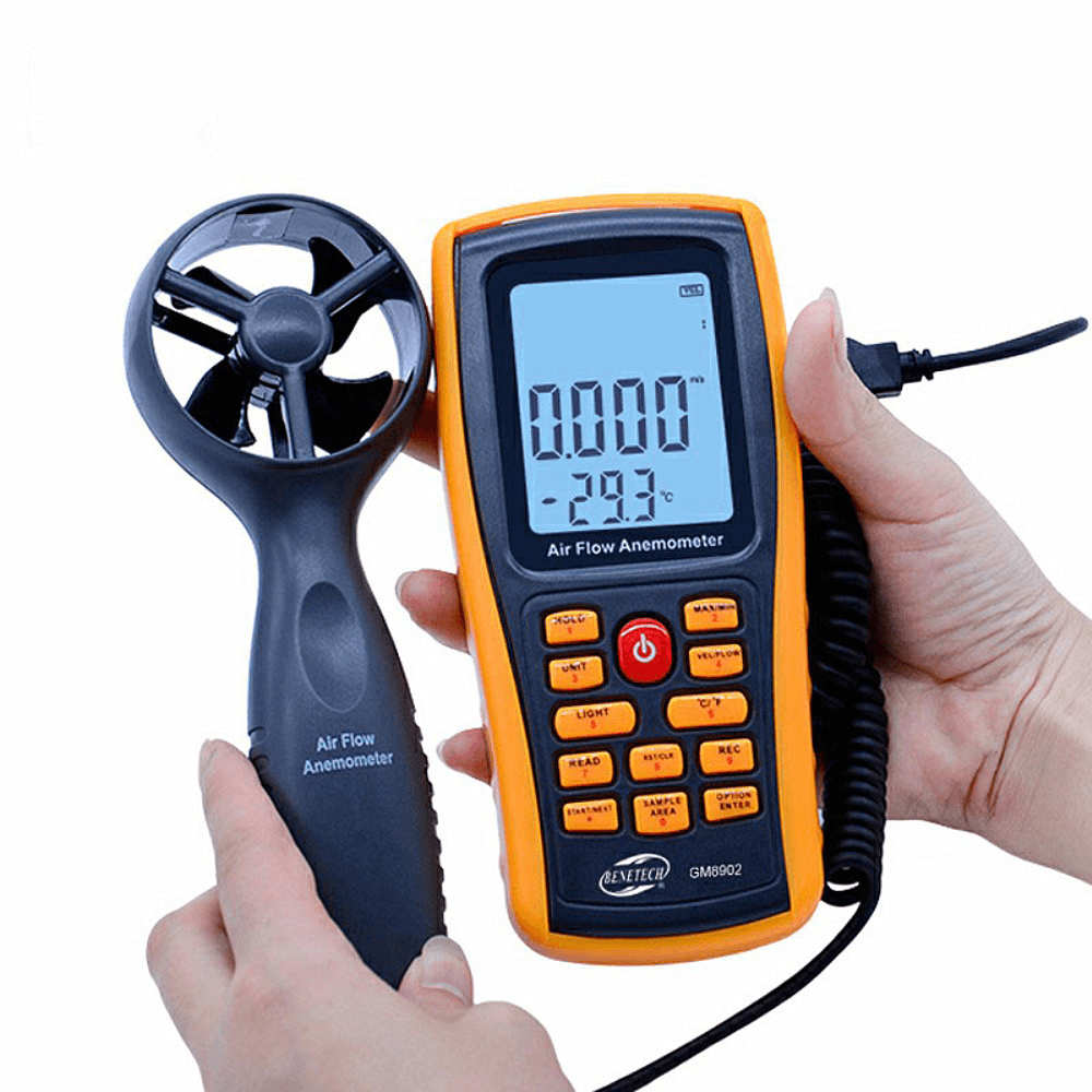 GM8902 0-45M/S Digital Anemometer Wind Speed Meter Air Volume Ambient Temperature Tester with USB Interface - MRSLM